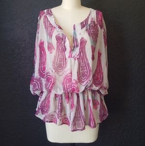 Lightweight dolman-sleeve gathered-waist tunic